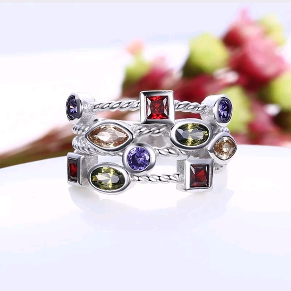Jewelry - Multi Stone Sterling Silver Ring
